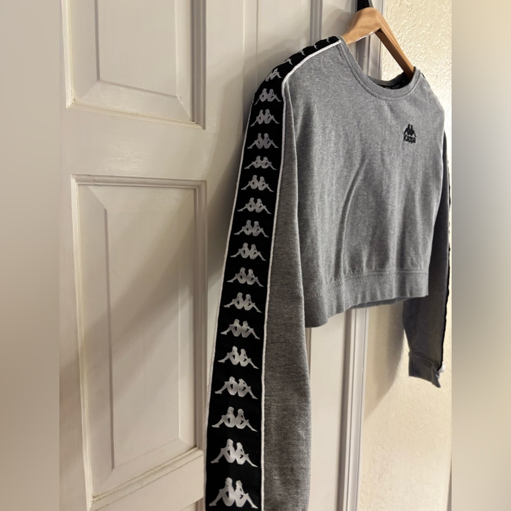 Kappa Pullover Cropped Monogram Grey Sweatshirt L… - image 4